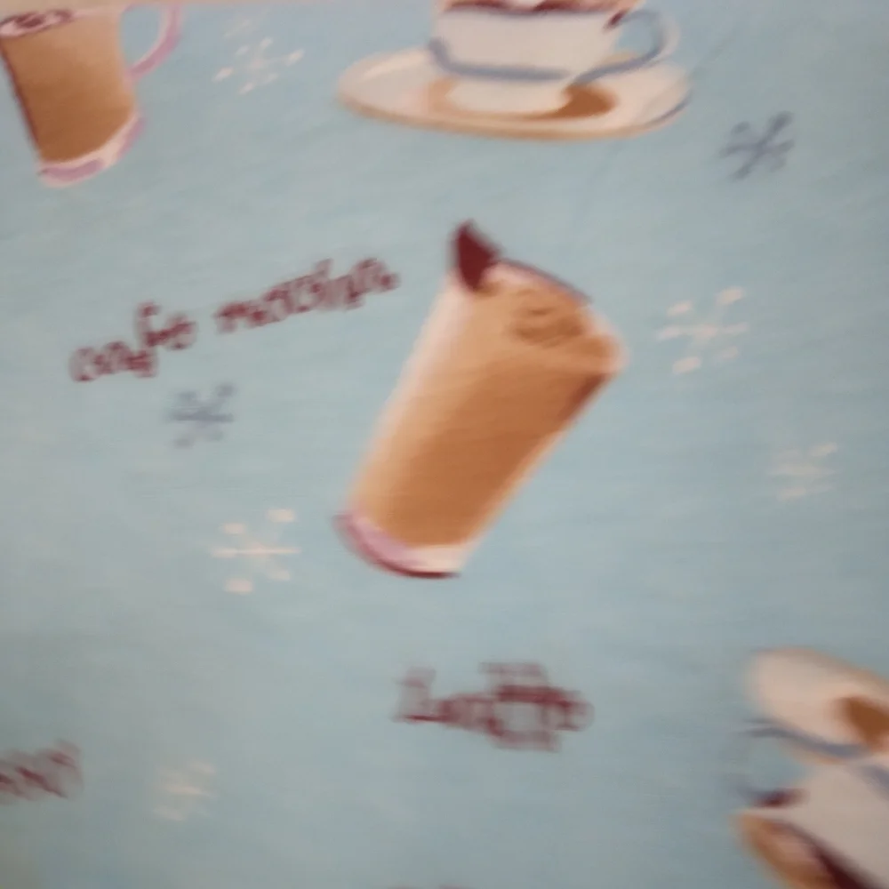 FABRIC Flannel Made Exclusively For JoAnn Sky Blue With Quirky Coffee Imagery